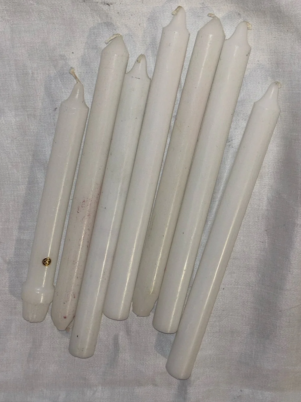 White Ivory Taper Dinner Candles Set of 7 Unused Mixed Sizes Table Decor